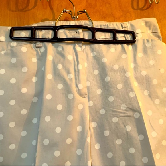 Capris pants pearl gray white polka dots straight pockets size 14P - Picture 2 of 4